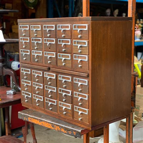 vintage library card catalog cabinet